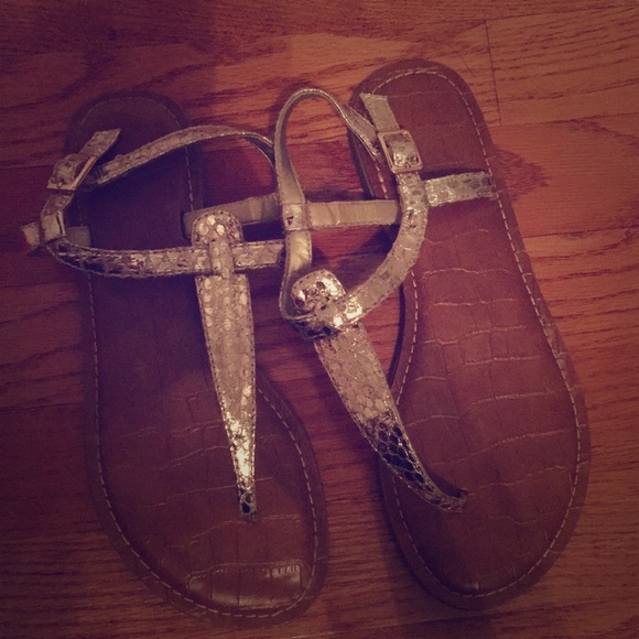 Gold Metallic Sandals - Picture 1 of 3